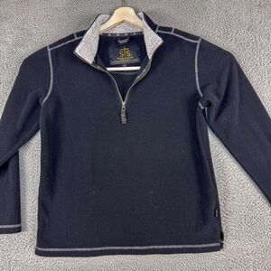 STS Ranchwear Sweater Mens Small Black Quarter Zip Outdoor‎ Rancher Cowboy West